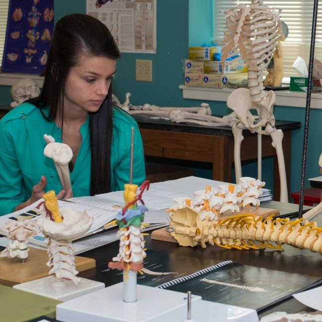 a student takes class in a lab